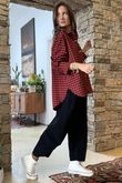 Zeta Otto Brushed Cotton Plaid Shirt Red Black